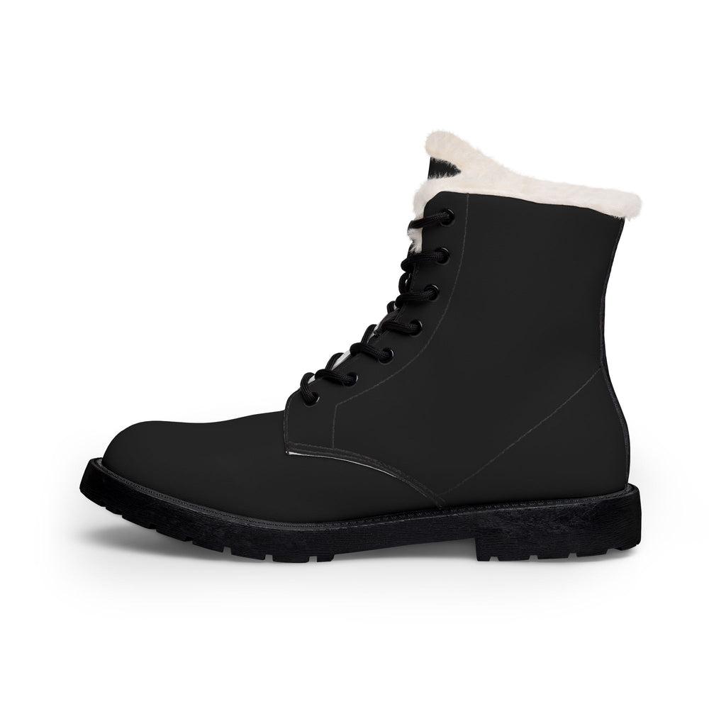 Men's Fur-Lined Leather Boots — 'Vibrant Phantom' Graphic Winter Combat Boots