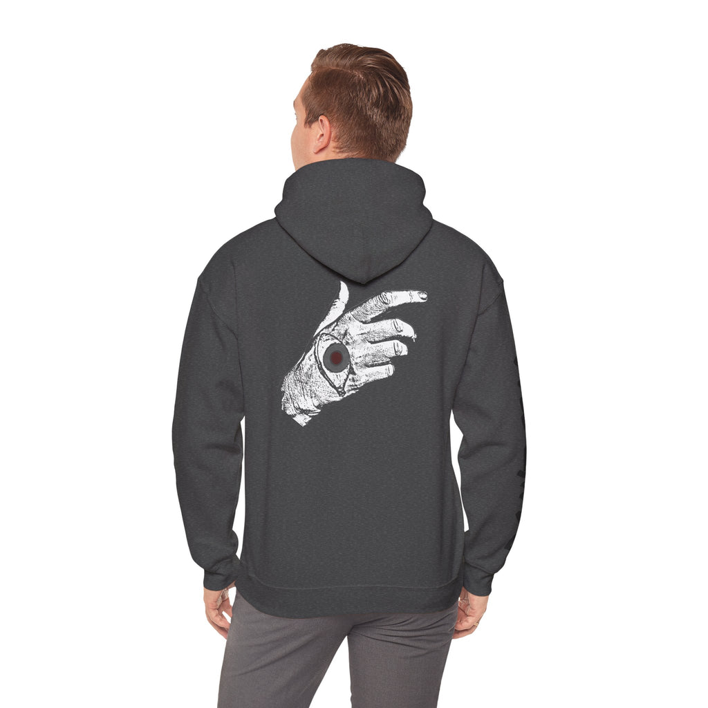 Vibrant Phantom "Don't Fear" Graphic Hoodie — Vintage Hand & Eyeball Design