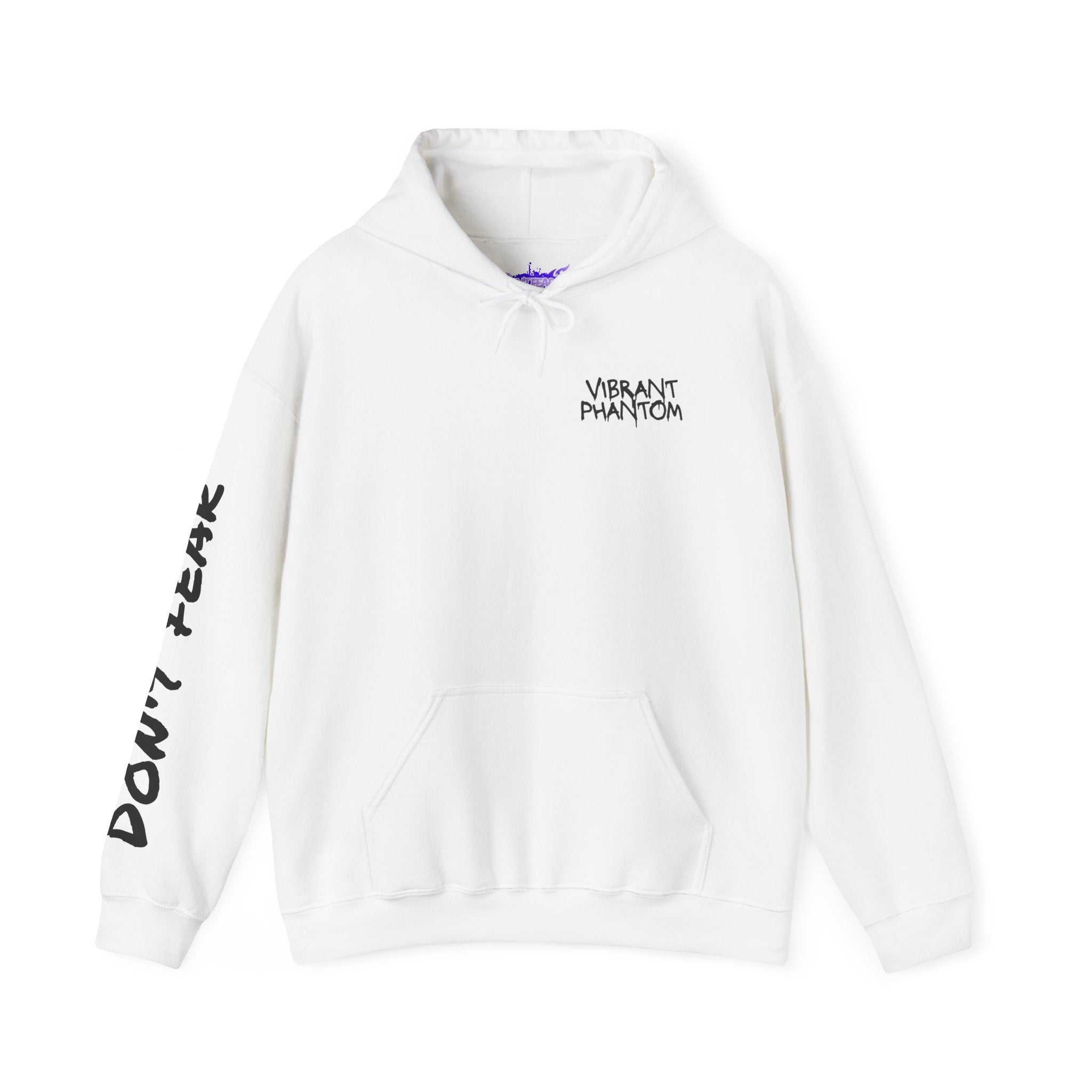 Vibrant Phantom "Don't Fear" Graphic Hoodie — Vintage Hand & Eyeball Design
