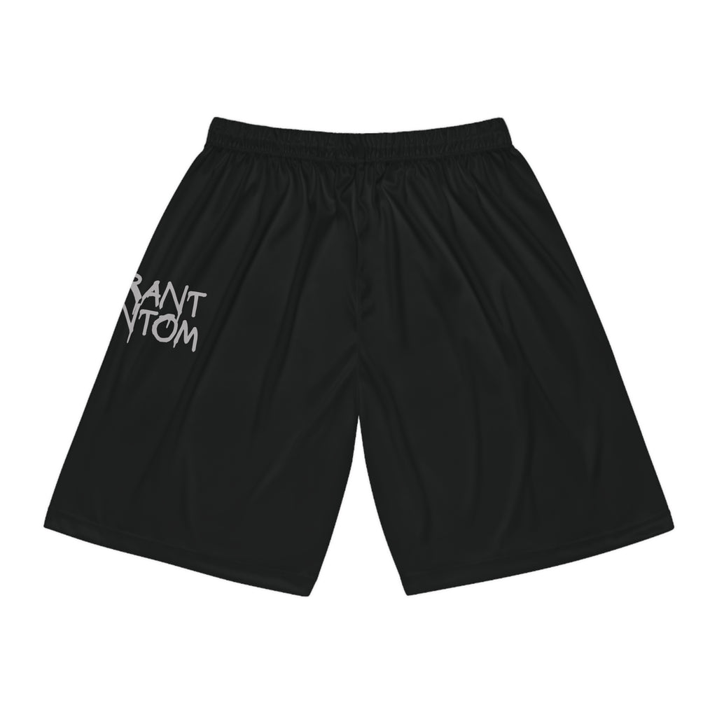 Vibrant Phantom Black Basketball Shorts — Graphic Eye & 'Vibrant Phantom' Print