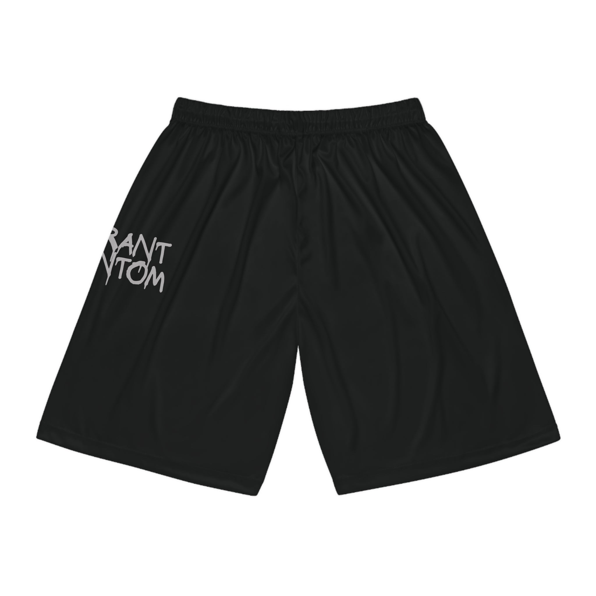 Vibrant Phantom Black Basketball Shorts — Graphic Eye & 'Vibrant Phantom' Print