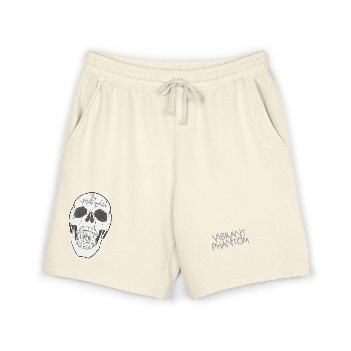 Skull Graphic Sweat Shorts — Lightweight Fleece Lounge Shorts