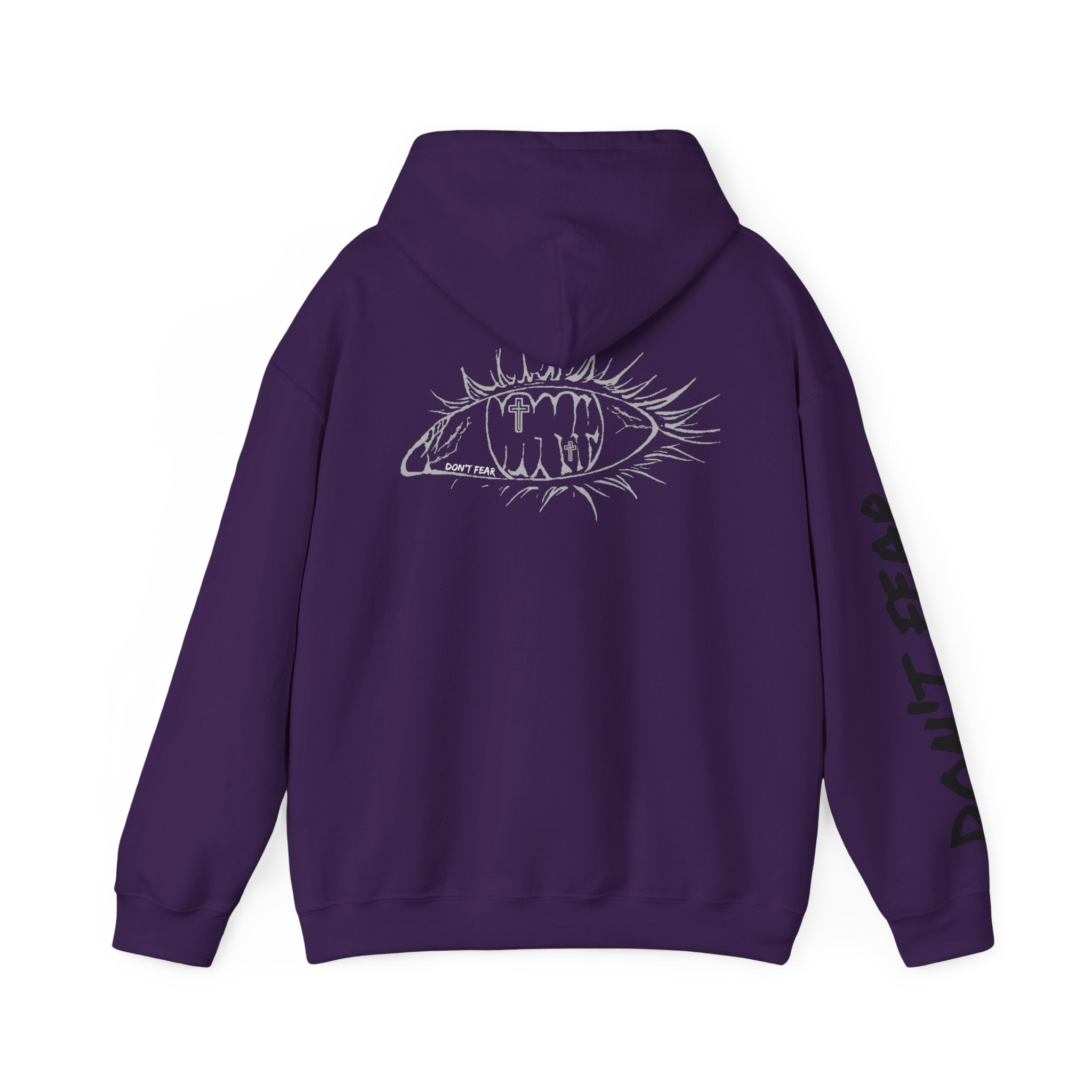 Vibrant Phantom Eye Sketch Hoodie | 'Don't Fear' Sleeve Graphic