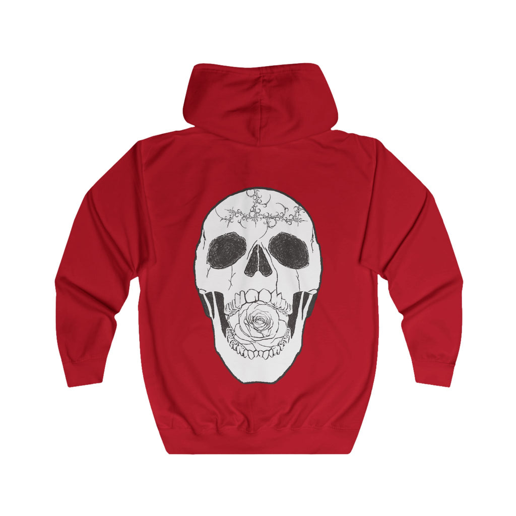 Skull & Rose Zip Hoodie — Vibrant Phantom Graphic Full‑Zip Hoodie