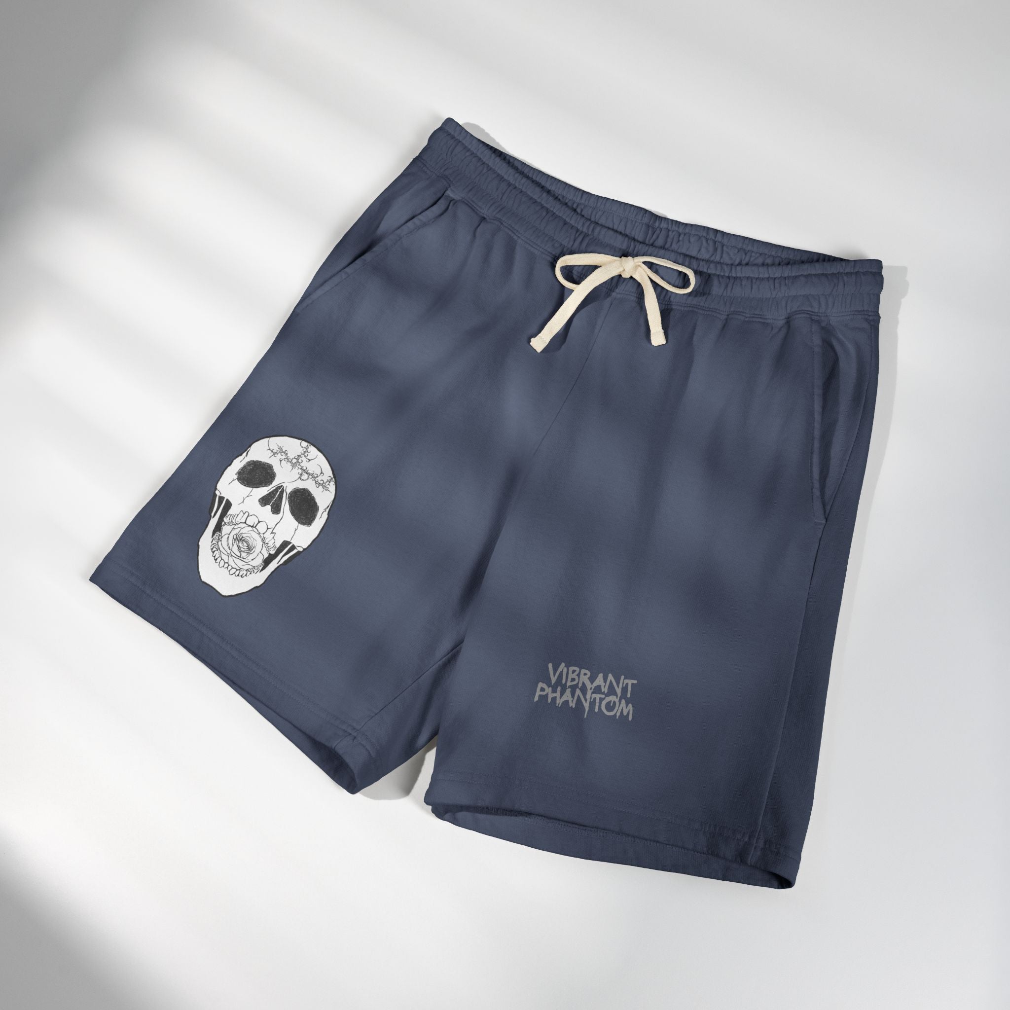 Skull Graphic Sweat Shorts — Lightweight Fleece Lounge Shorts