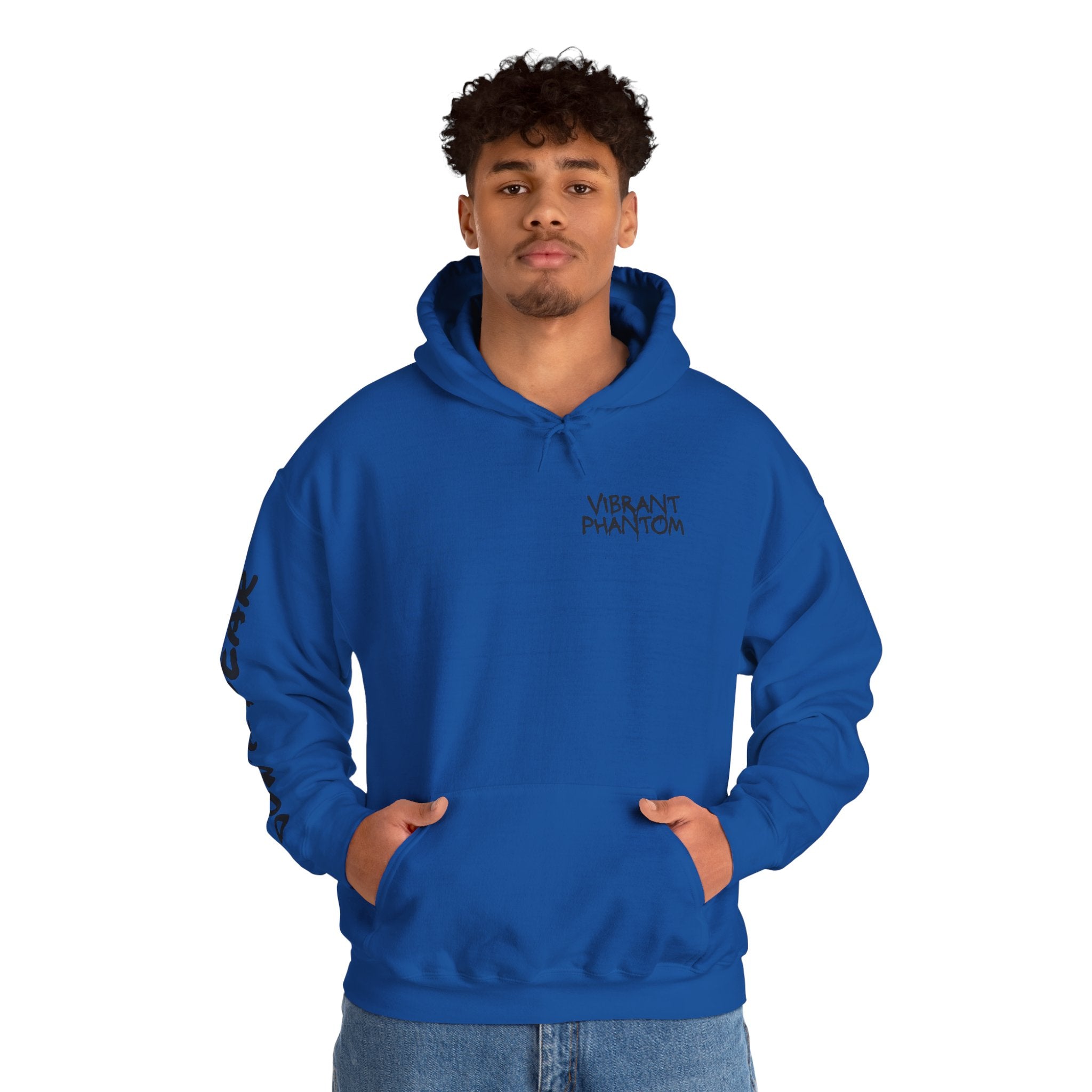 Vibrant Phantom Eye Sketch Hoodie | 'Don't Fear' Sleeve Graphic