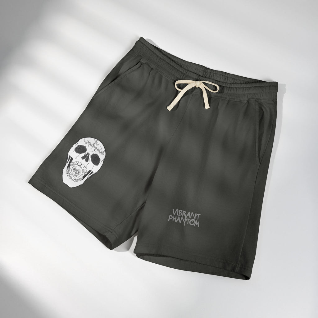 Skull Graphic Sweat Shorts — Lightweight Fleece Lounge Shorts