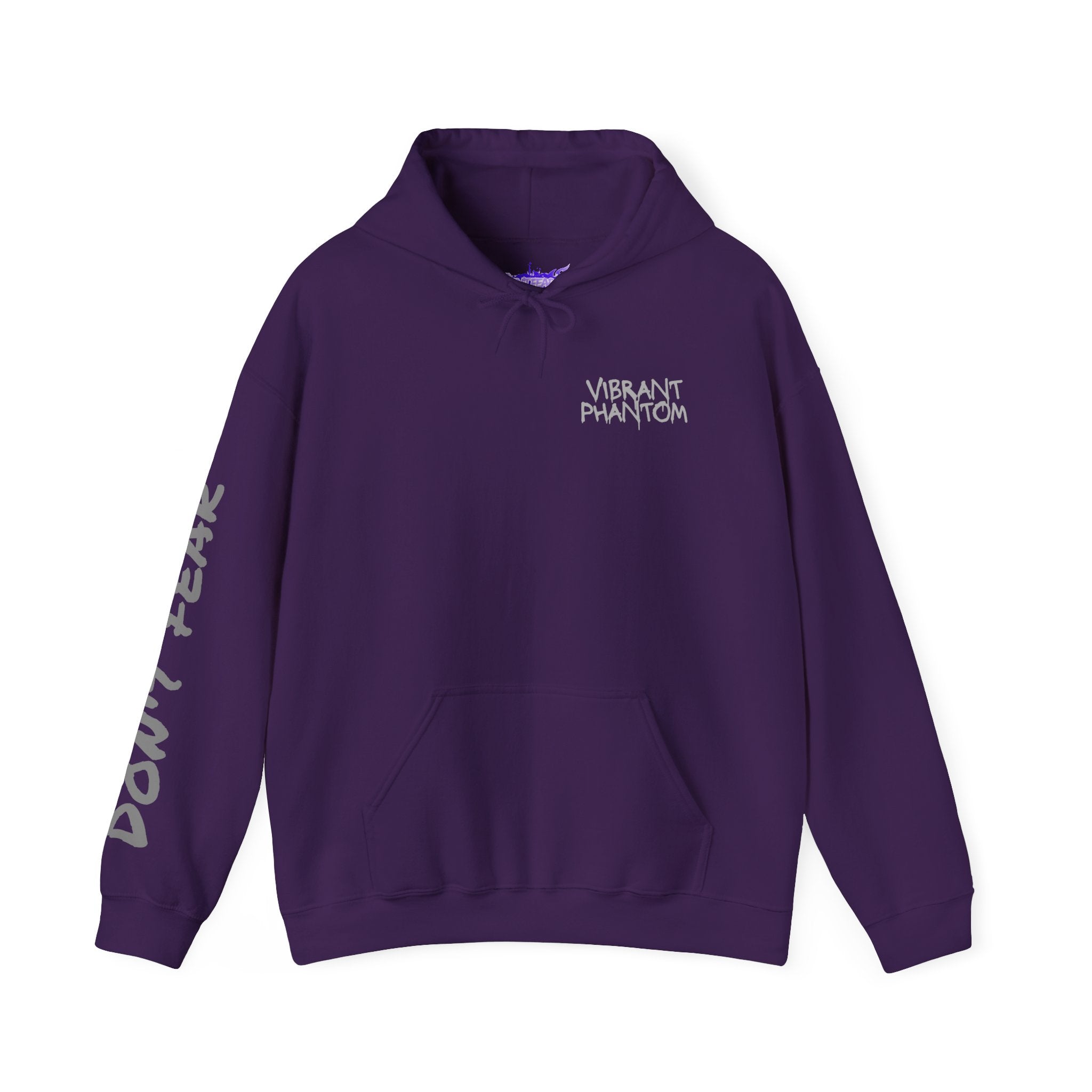 Vibrant Phantom "Don't Fear" Graphic Hoodie — Vintage Hand & Eyeball Design