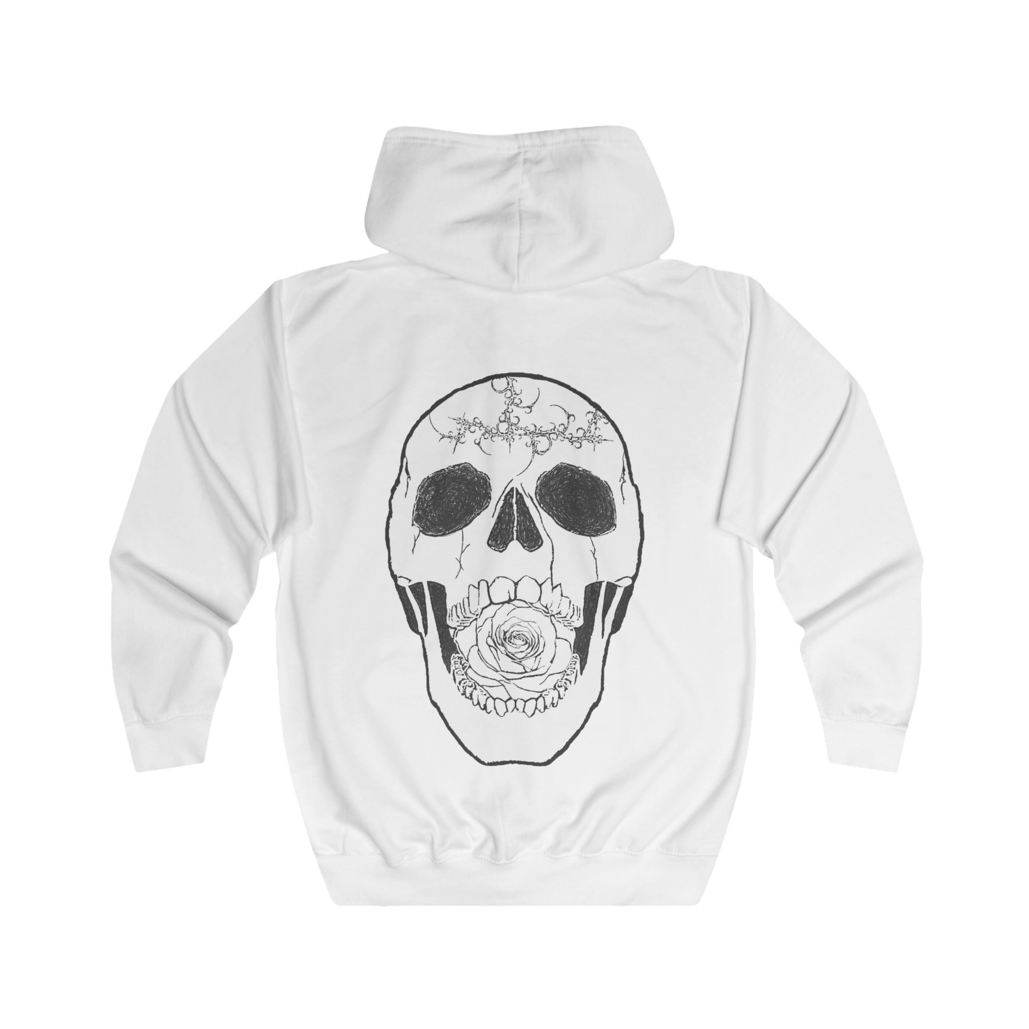 Skull & Rose Zip Hoodie — Vibrant Phantom Graphic Full‑Zip Hoodie