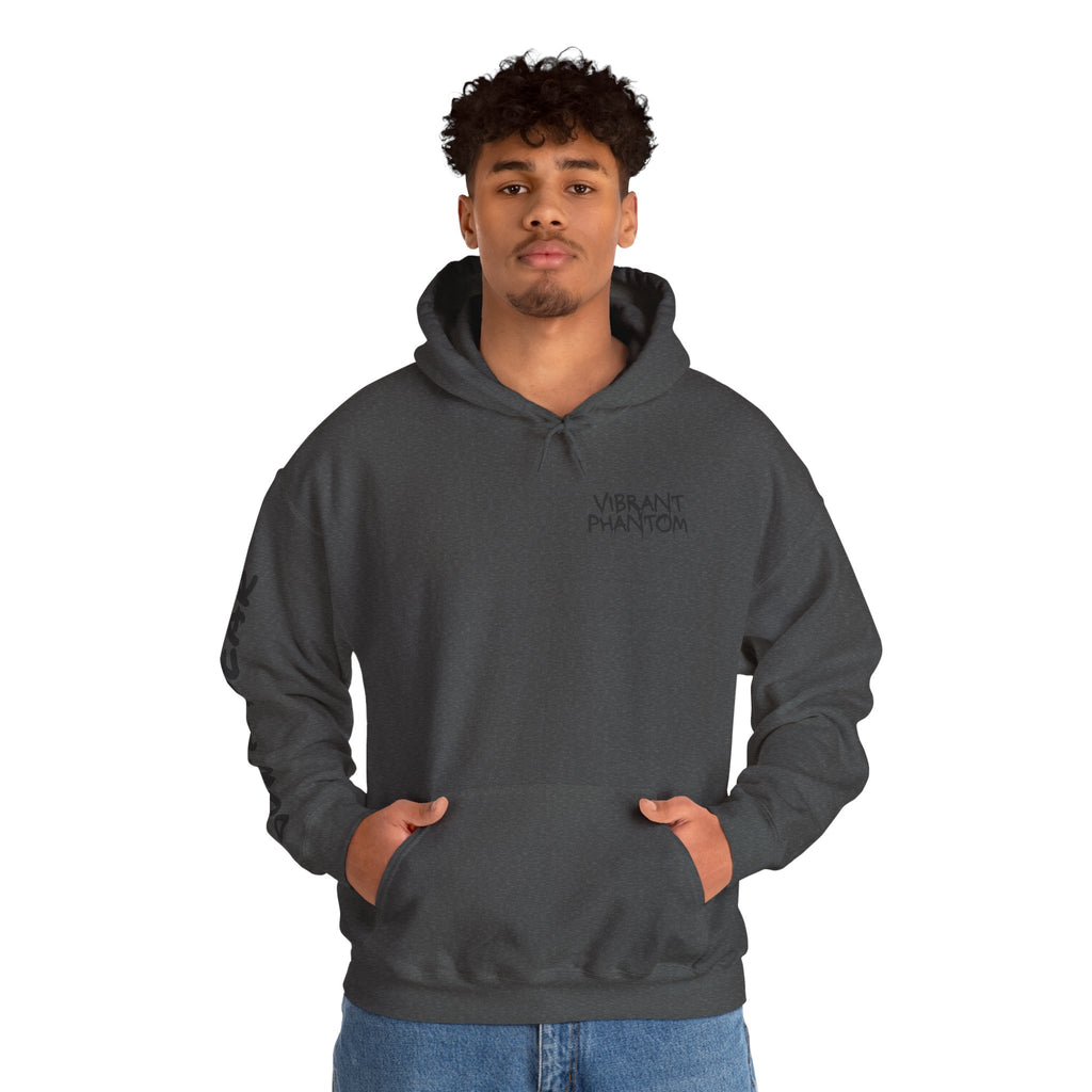 Vibrant Phantom "Don't Fear" Graphic Hoodie — Vintage Hand & Eyeball Design