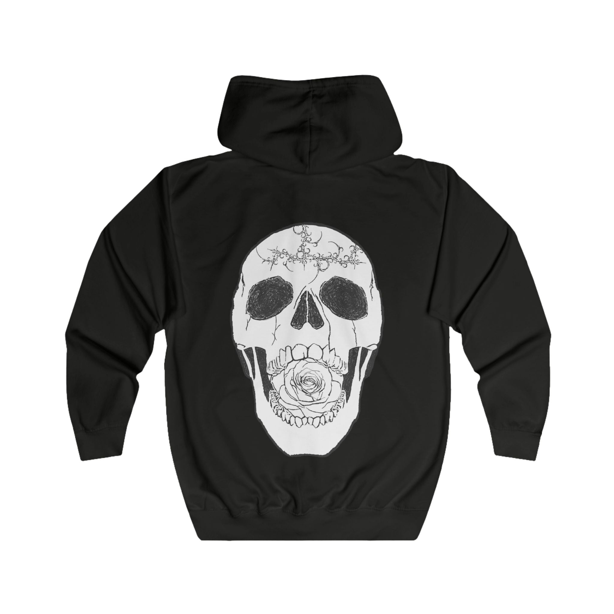 Skull & Rose Zip Hoodie — Vibrant Phantom Graphic Full‑Zip Hoodie