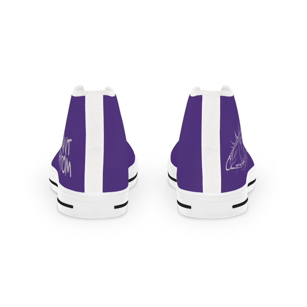 Purple High-Top Sneakers with Eye Graphic — Men’s Stylish Canvas Shoes