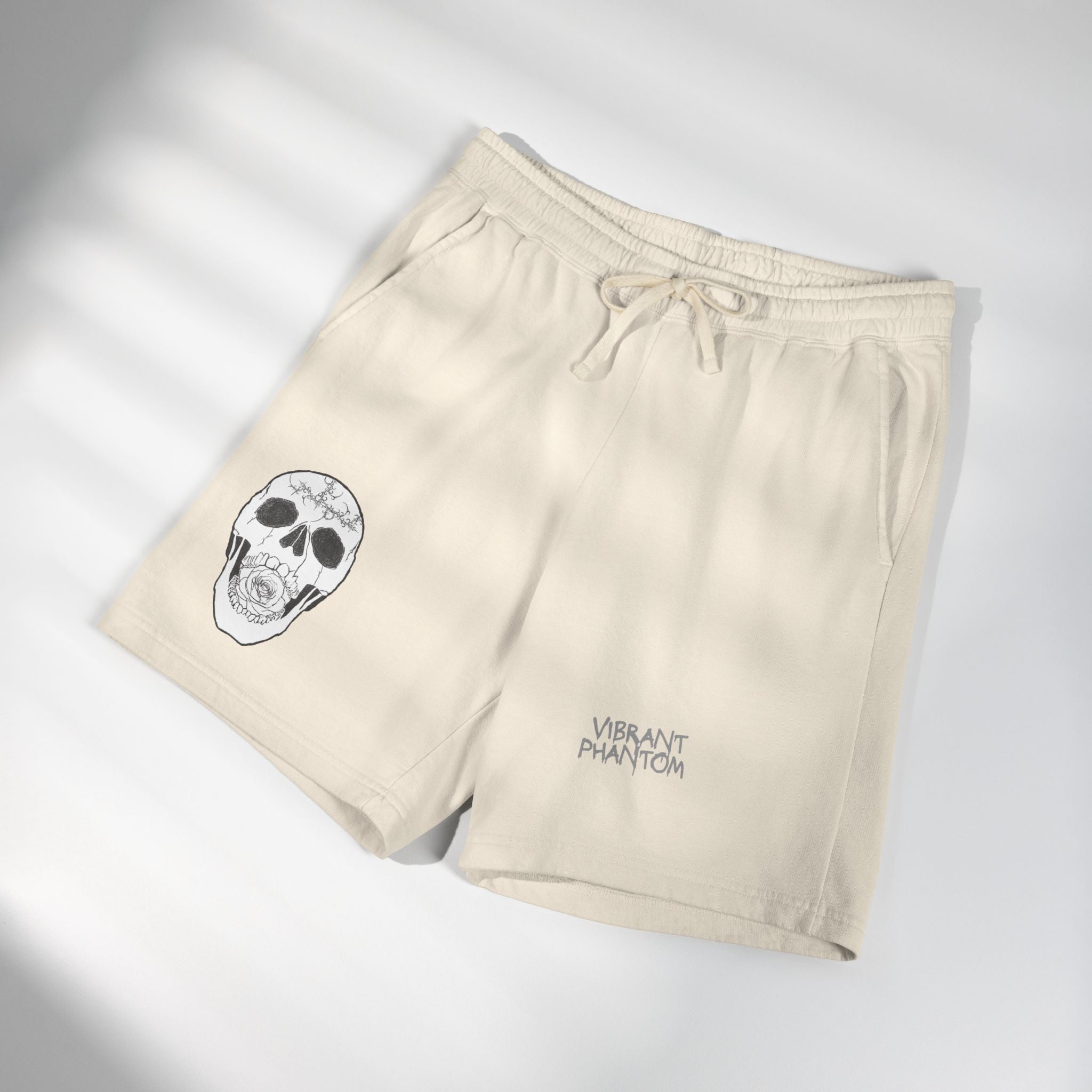 Skull Graphic Sweat Shorts — Lightweight Fleece Lounge Shorts