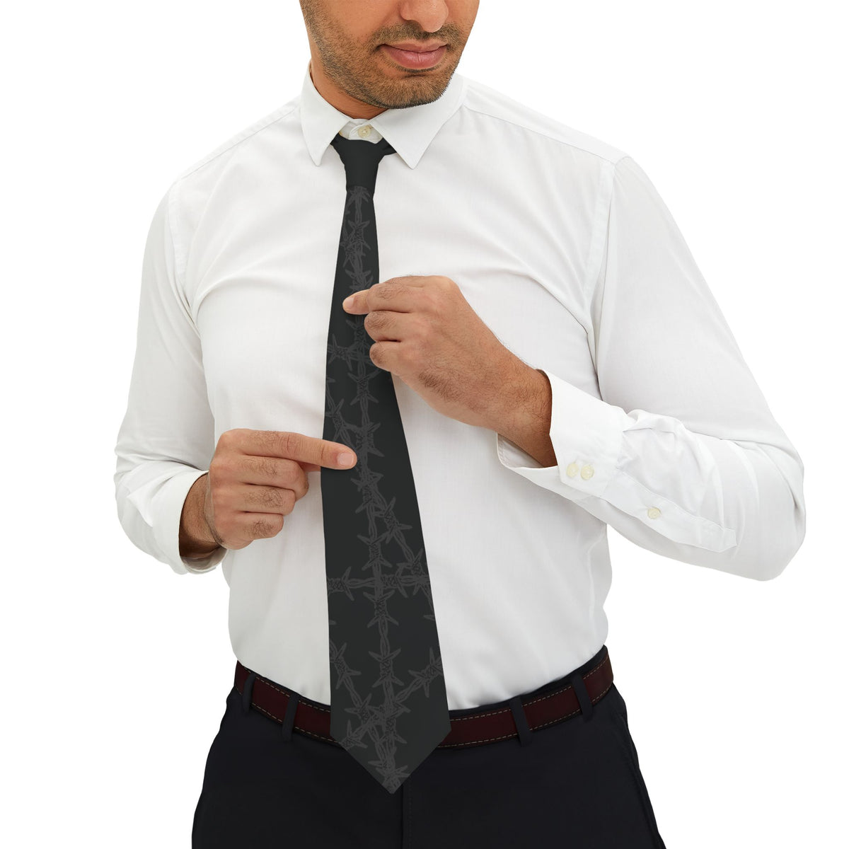 Barbed Wire Pattern Necktie — Dark Gothic Formal Tie