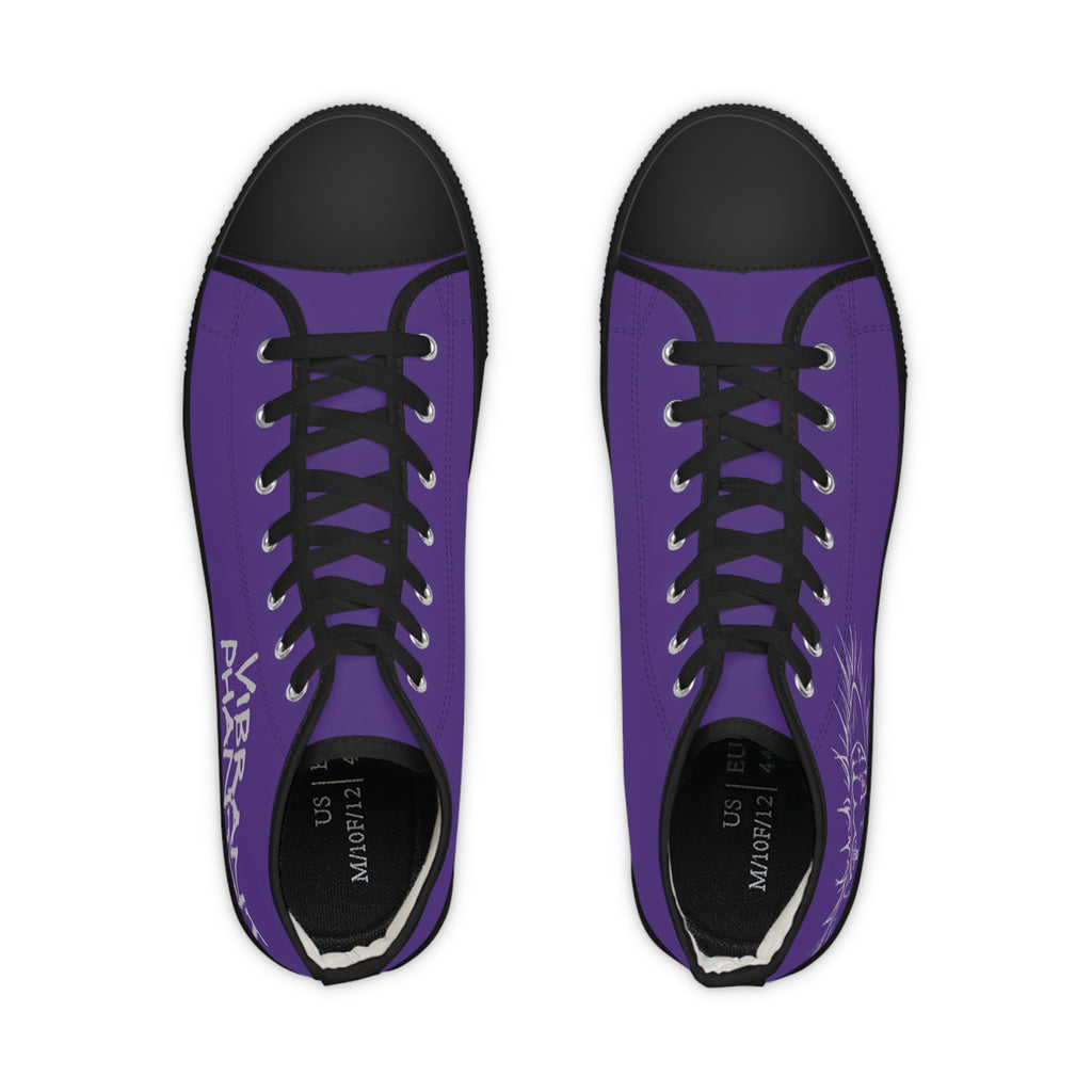 Purple High-Top Sneakers with Eye Graphic — Men’s Stylish Canvas Shoes