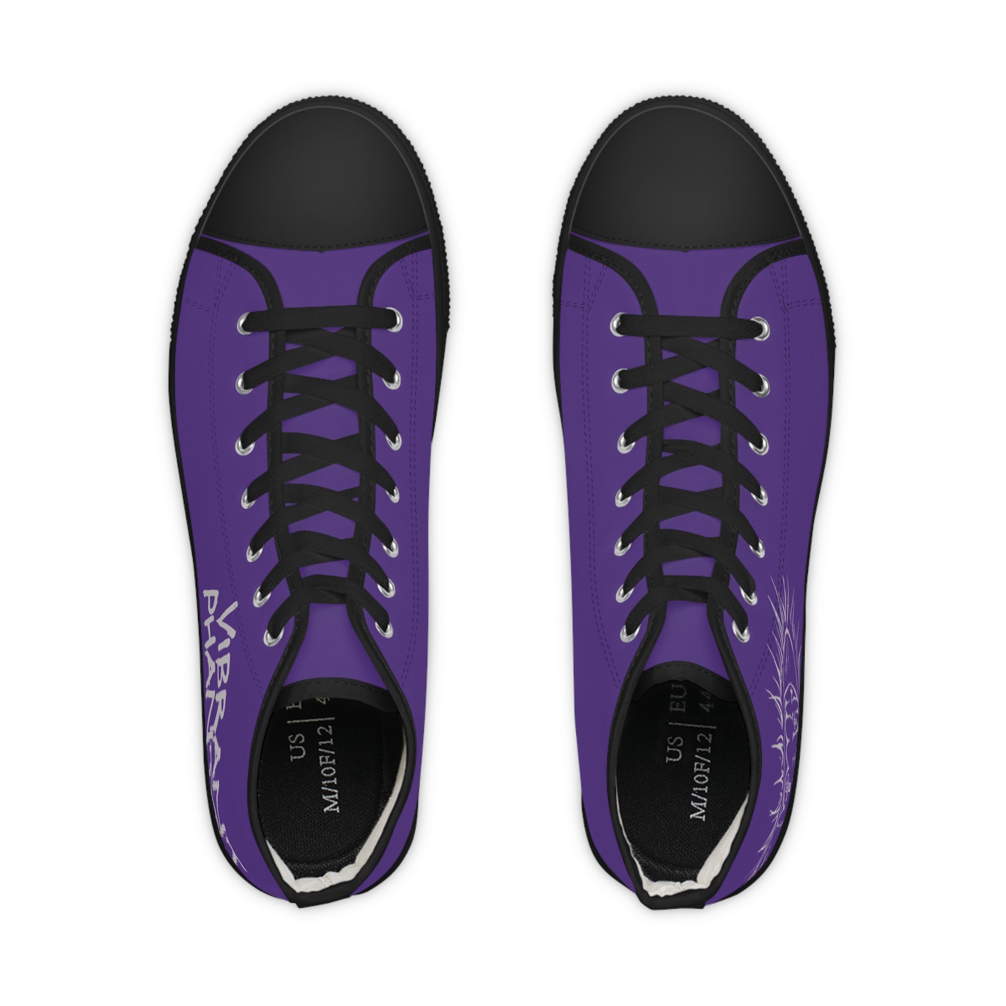 Purple High-Top Sneakers with Eye Graphic — Men’s Stylish Canvas Shoes