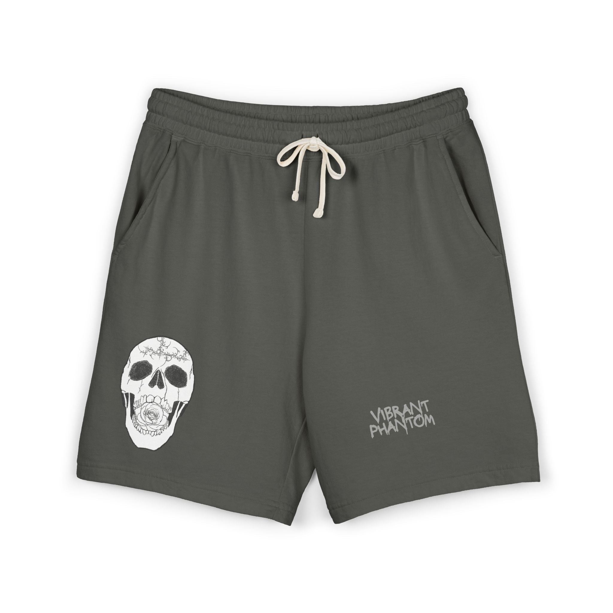 Skull Graphic Sweat Shorts — Lightweight Fleece Lounge Shorts