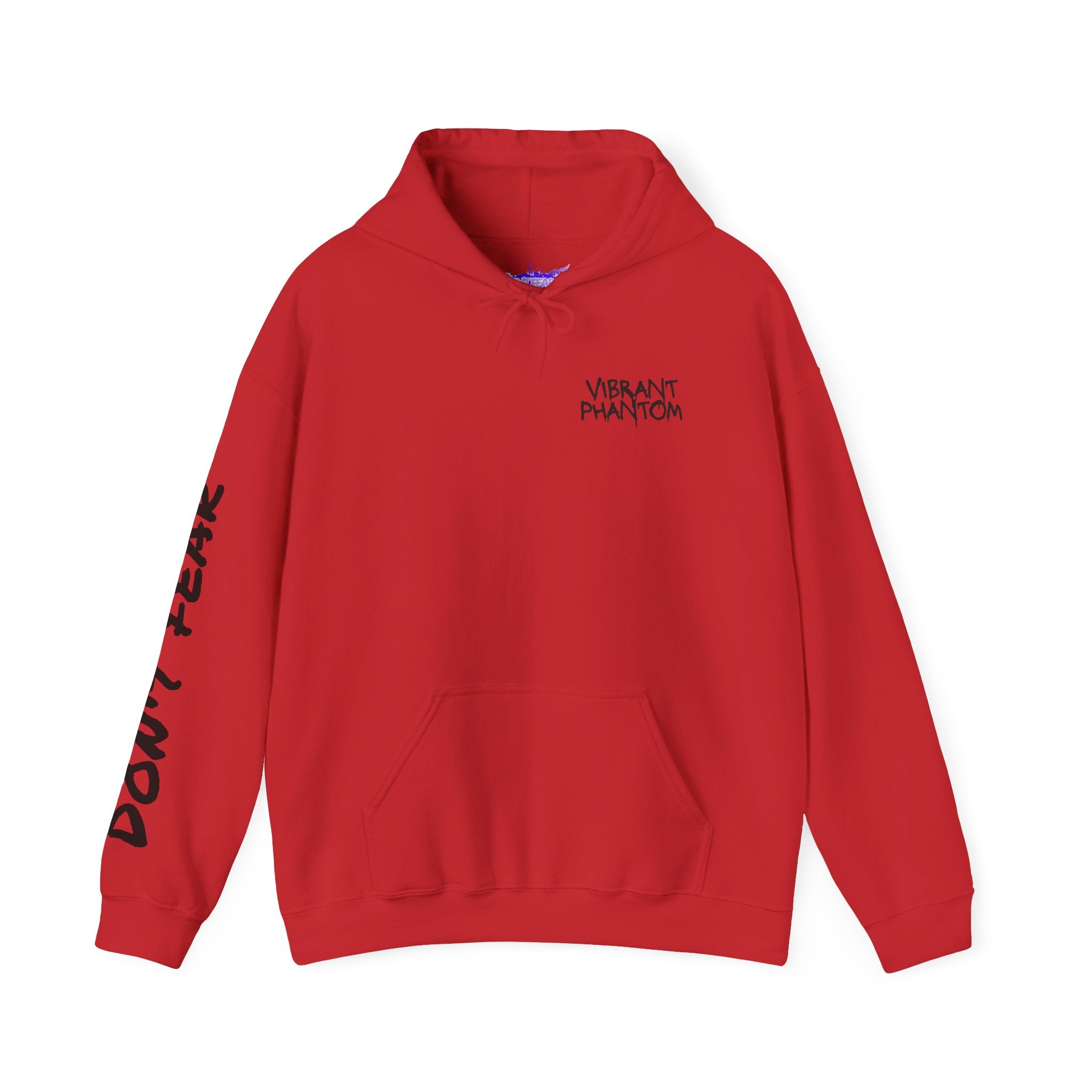 Vibrant Phantom "Don't Fear" Graphic Hoodie — Vintage Hand & Eyeball Design