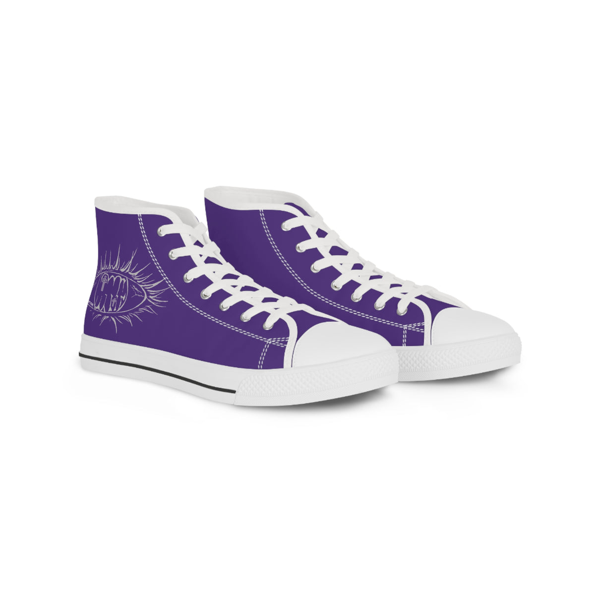 Purple Eye High-Top Sneakers — Men's Graphic Casual Shoes