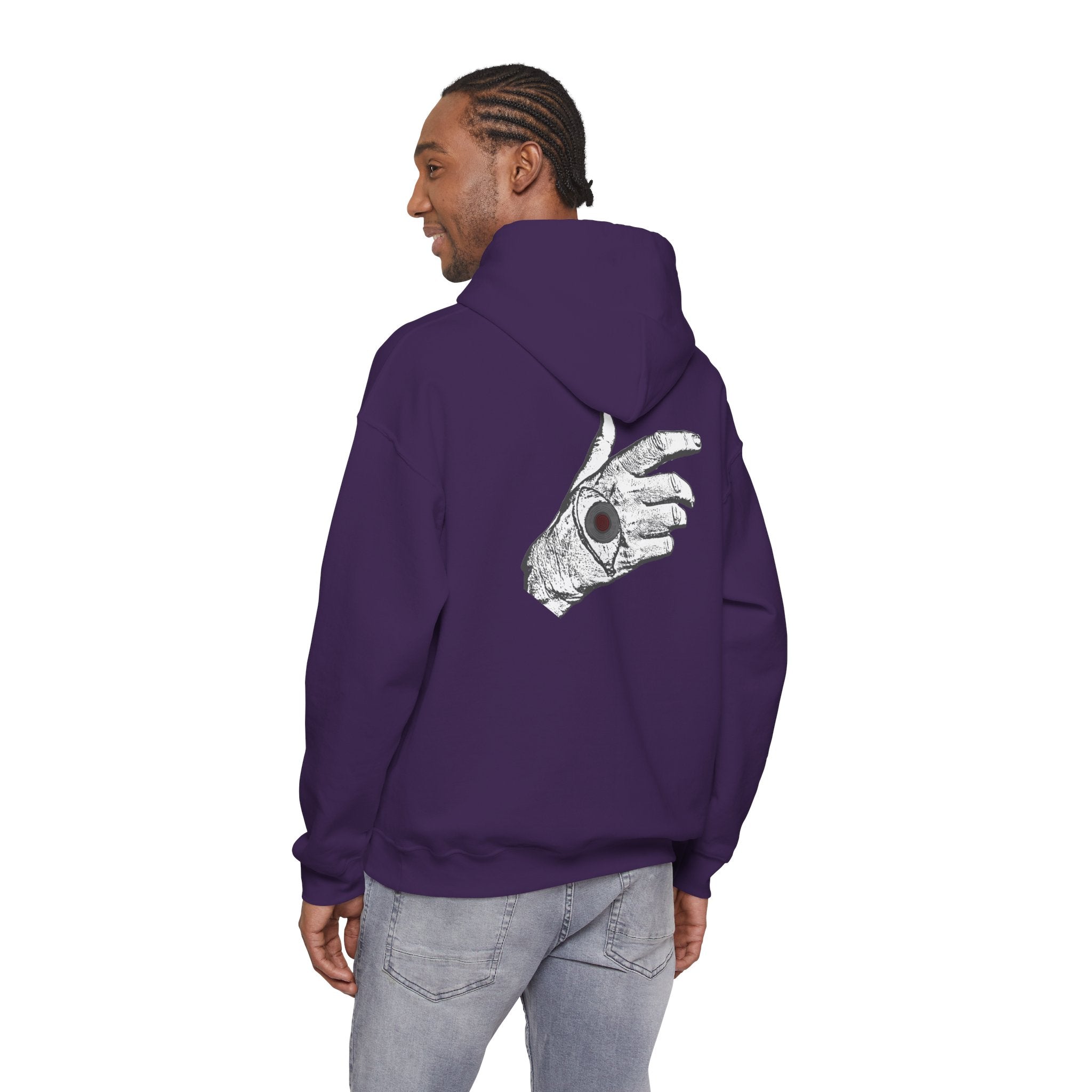 Vibrant Phantom "Don't Fear" Graphic Hoodie — Vintage Hand & Eyeball Design
