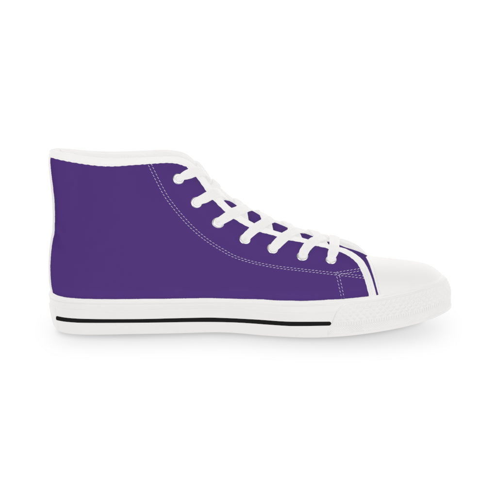 Purple High-Top Sneakers with Eye Graphic — Men’s Stylish Canvas Shoes
