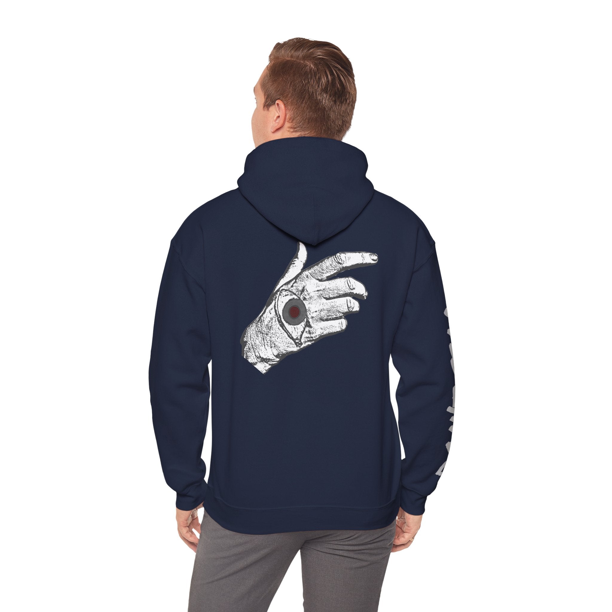 Vibrant Phantom "Don't Fear" Graphic Hoodie — Vintage Hand & Eyeball Design