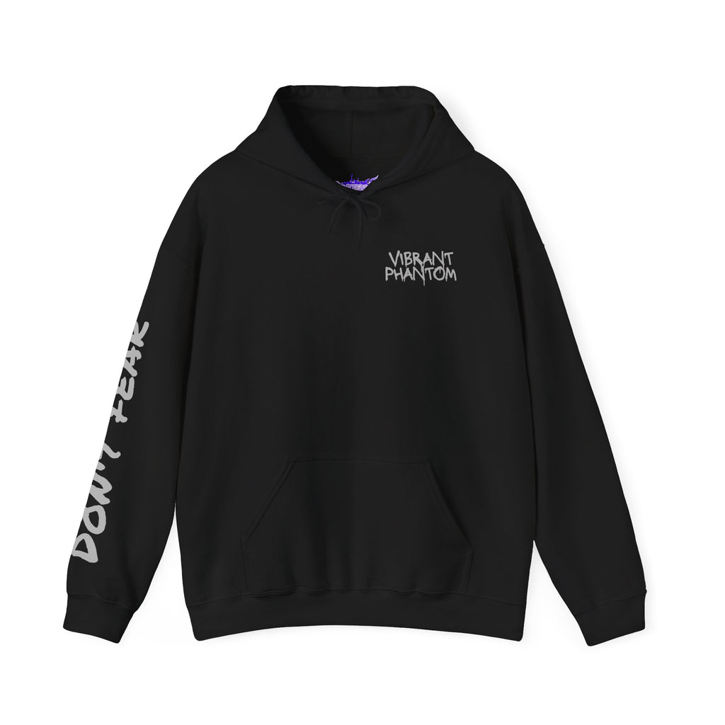 Vibrant Phantom Eye Sketch Hoodie | 'Don't Fear' Sleeve Graphic