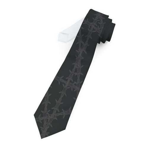 Barbed Wire Pattern Necktie — Dark Gothic Formal Tie