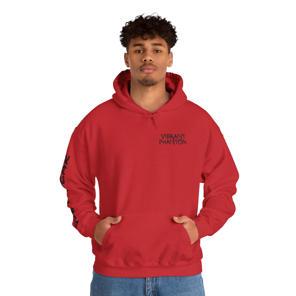 Vibrant Phantom "Don't Fear" Graphic Hoodie — Vintage Hand & Eyeball Design