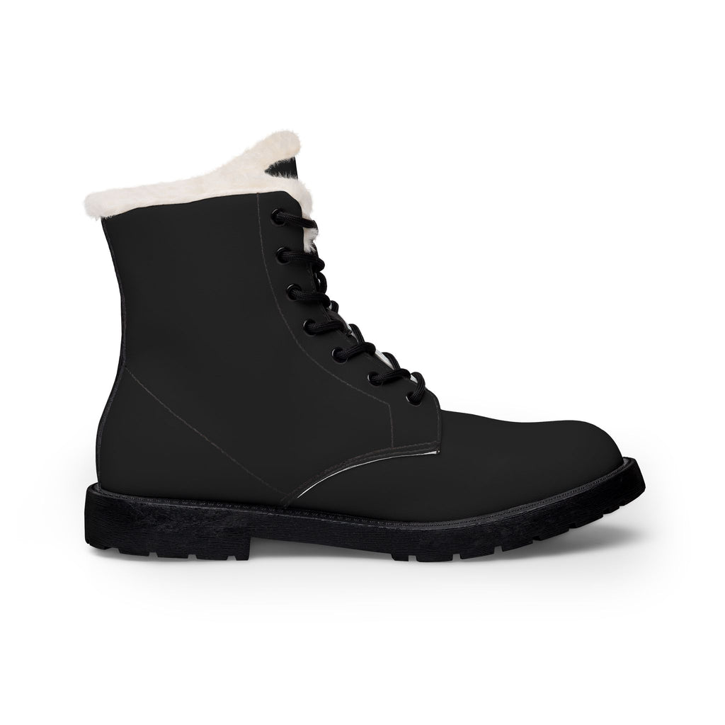Women’s Fur-Lined Leather Boots — 'Vibrant Phantom' Eye Graphic
