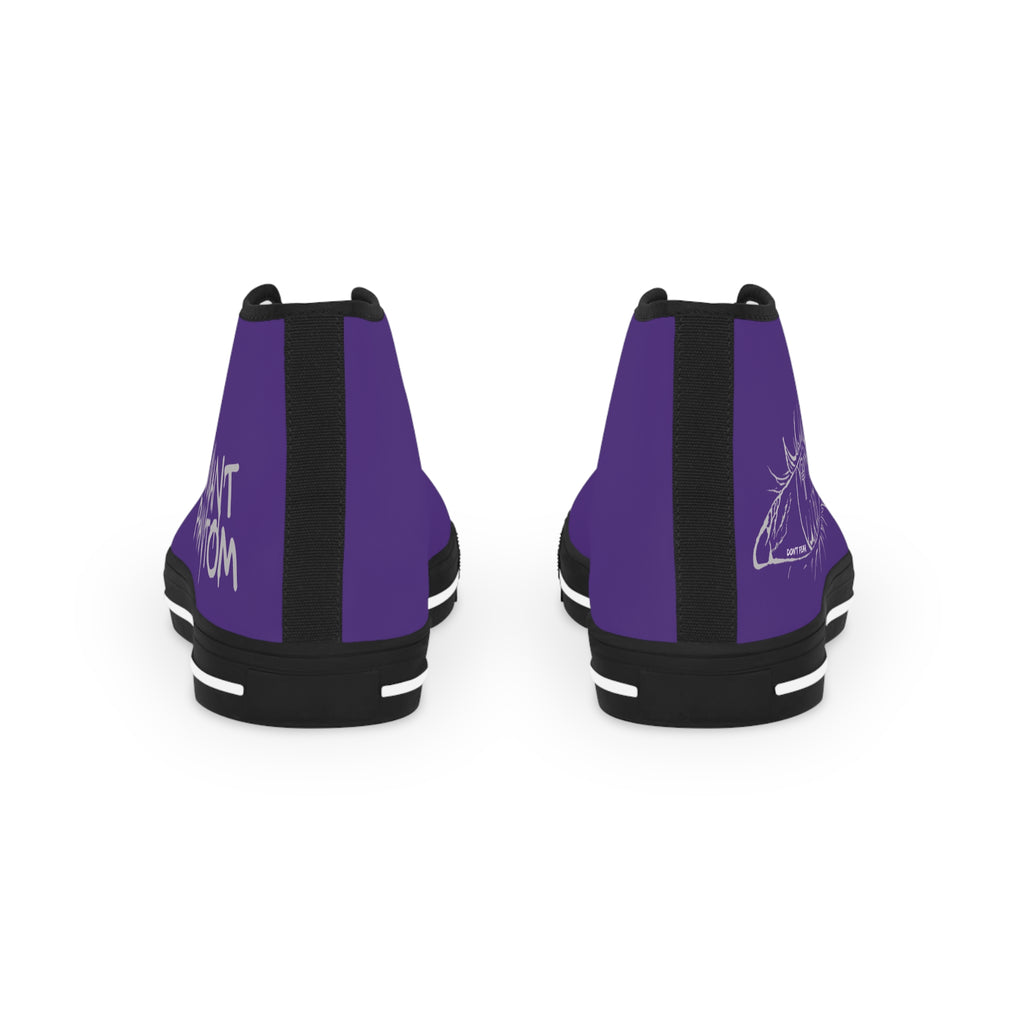 Purple High-Top Sneakers with Eye Graphic — Men’s Stylish Canvas Shoes