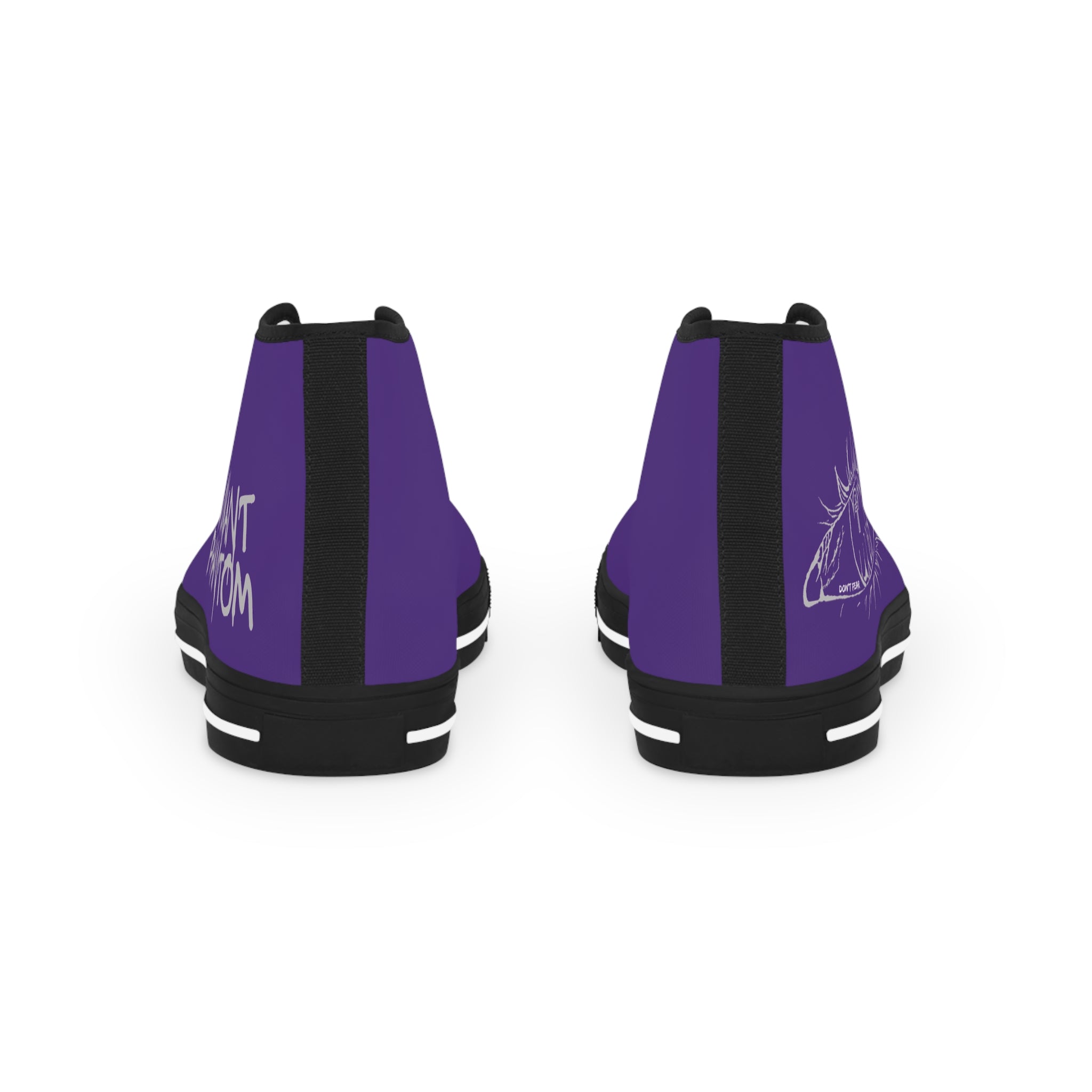 Purple High-Top Sneakers with Eye Graphic — Men’s Stylish Canvas Shoes