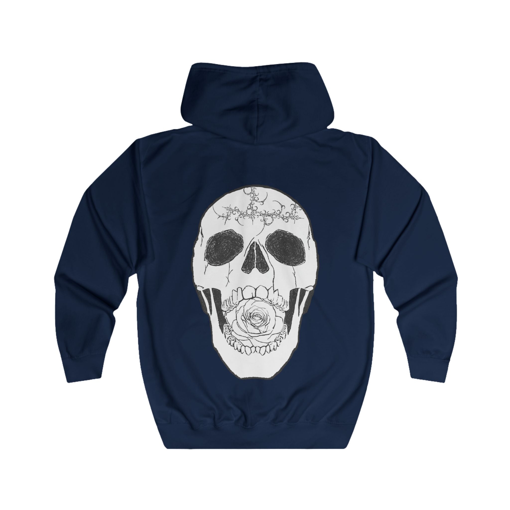 Skull & Rose Zip Hoodie — Vibrant Phantom Graphic Full‑Zip Hoodie