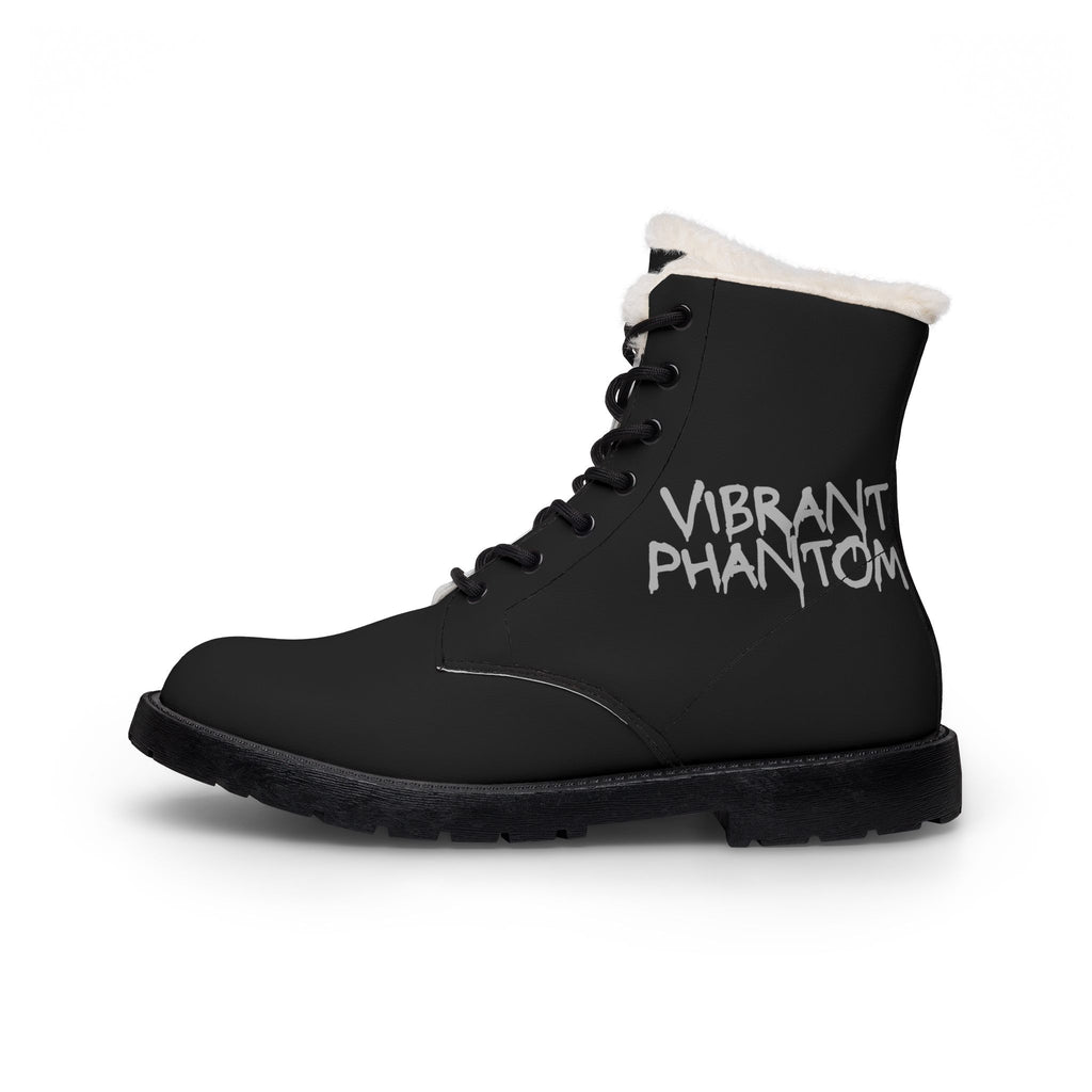 Women’s Fur-Lined Leather Boots — 'Vibrant Phantom' Eye Graphic