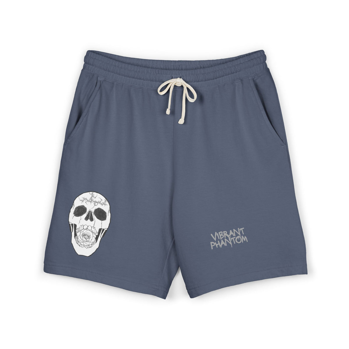 Skull Graphic Sweat Shorts — Lightweight Fleece Lounge Shorts