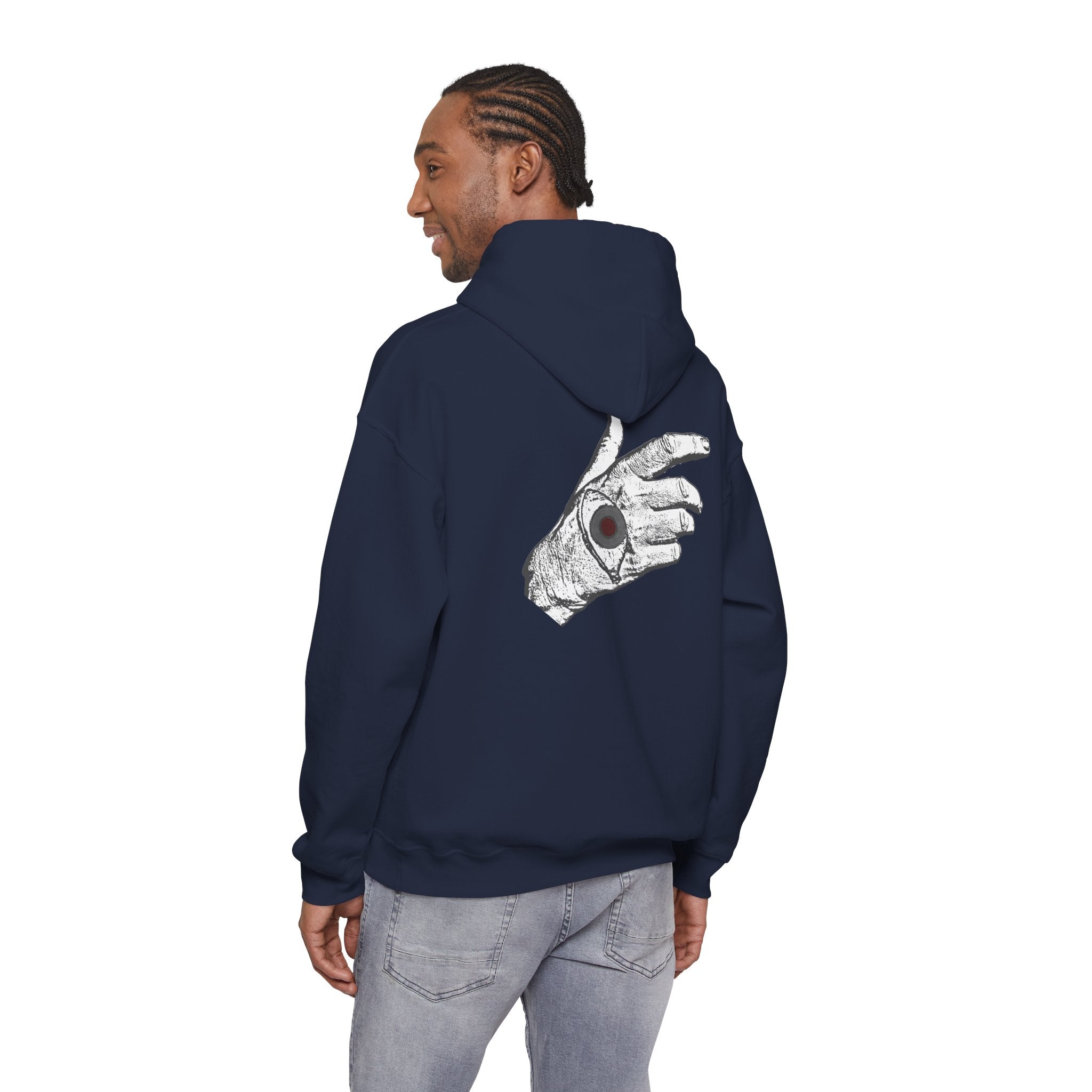 Vibrant Phantom "Don't Fear" Graphic Hoodie — Vintage Hand & Eyeball Design