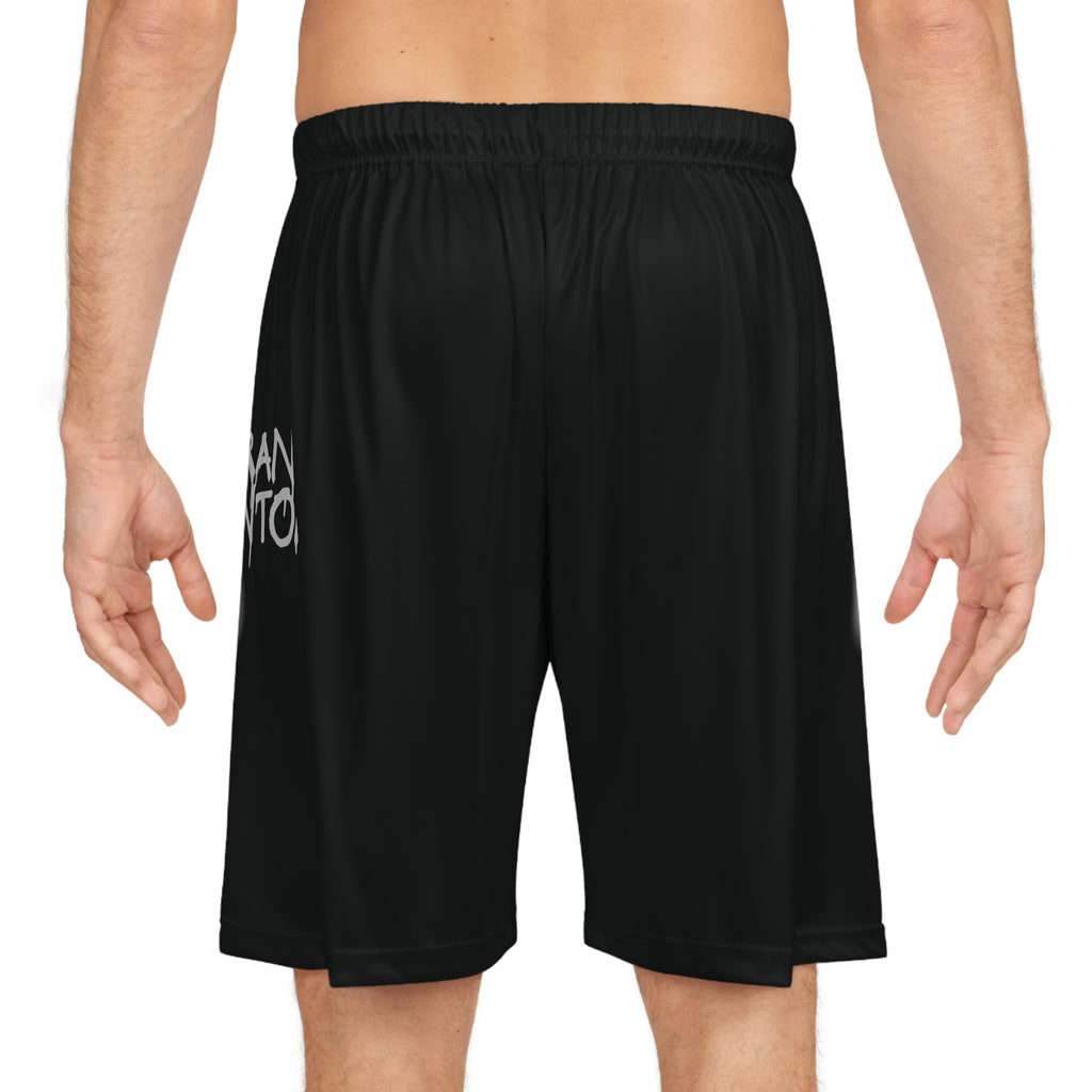 Vibrant Phantom Black Basketball Shorts — Graphic Eye & 'Vibrant Phantom' Print